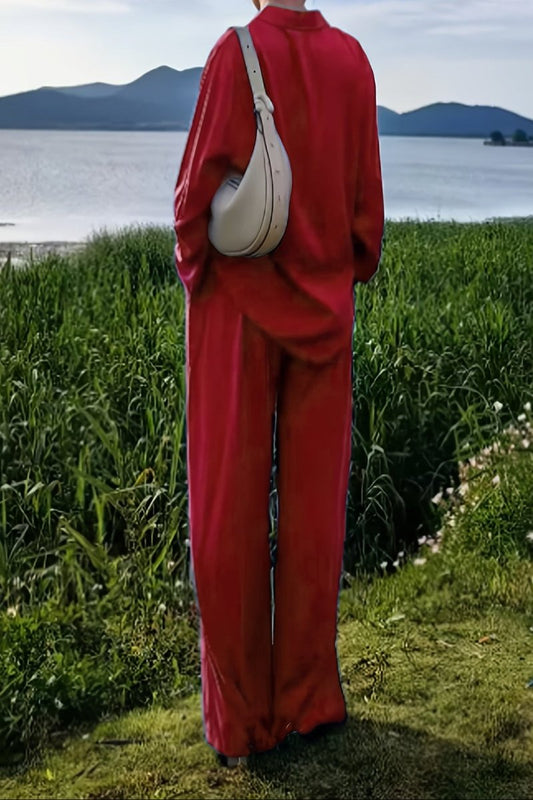 CANDACE – Plus Size Women’s Linen Long Sleeve Pant Set