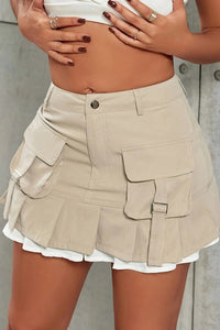 Oria – Sleek Solid Cargo Skirt with Minimalist Profile