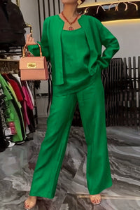 DELANCEY – Women’s Minimal Linen Solid Color Ensemble Set