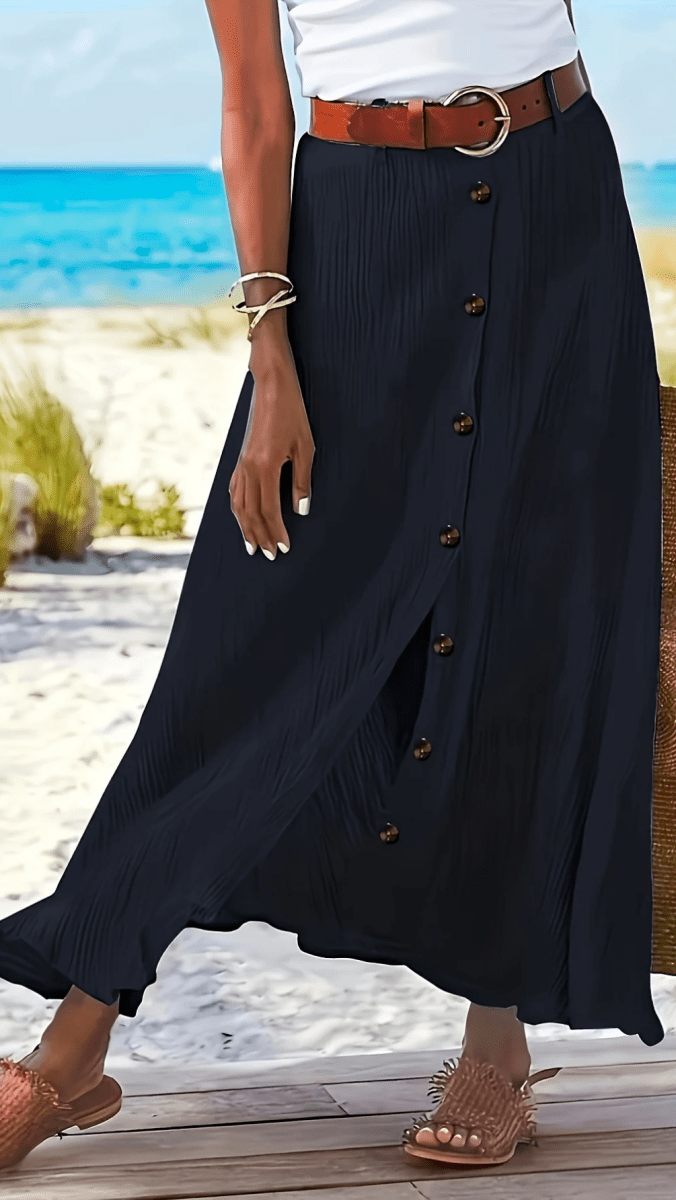 SERAPHINE - Button Front Flow Midi Skirt