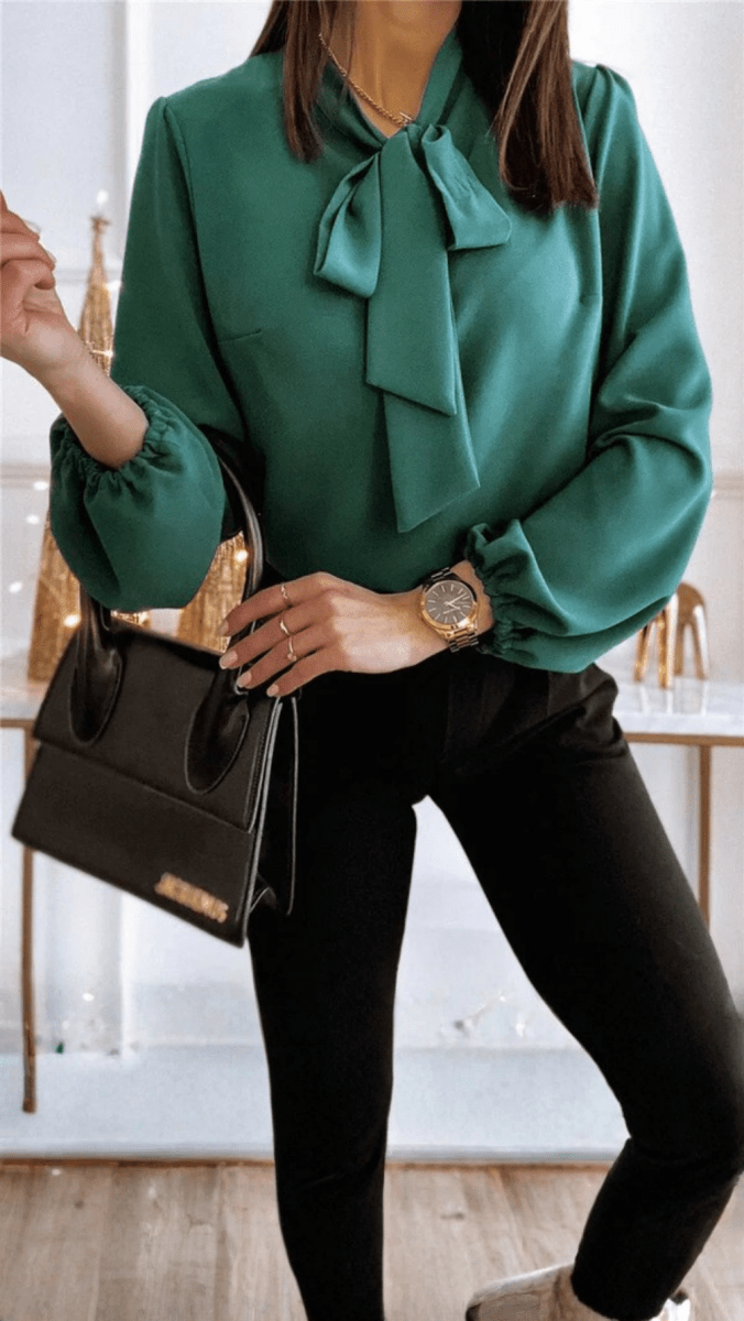 SOPHIA - Bow Tie High Neck Blouse