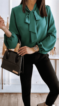 SOPHIA - Bow Tie High Neck Blouse