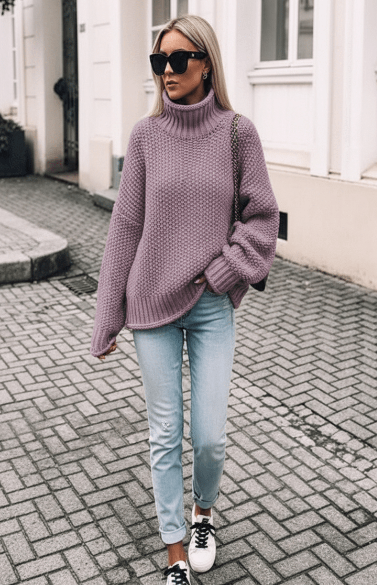 WARMÉE – Cozy Oversized Chunky Knit Turtleneck Sweater for Relaxed Winter Style