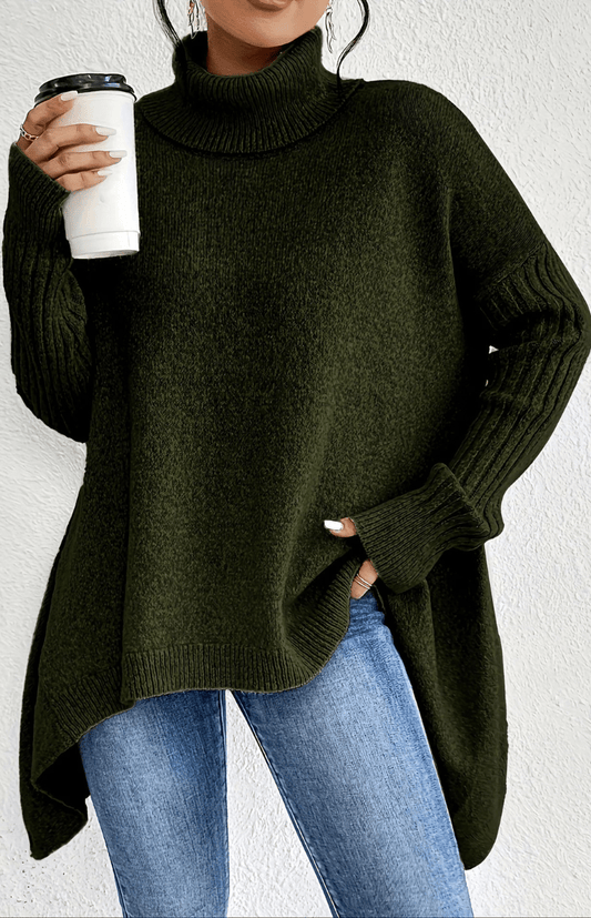 FLEURÉ – Cozy Oversized Turtleneck Knit Sweater for Relaxed Comfort and Style