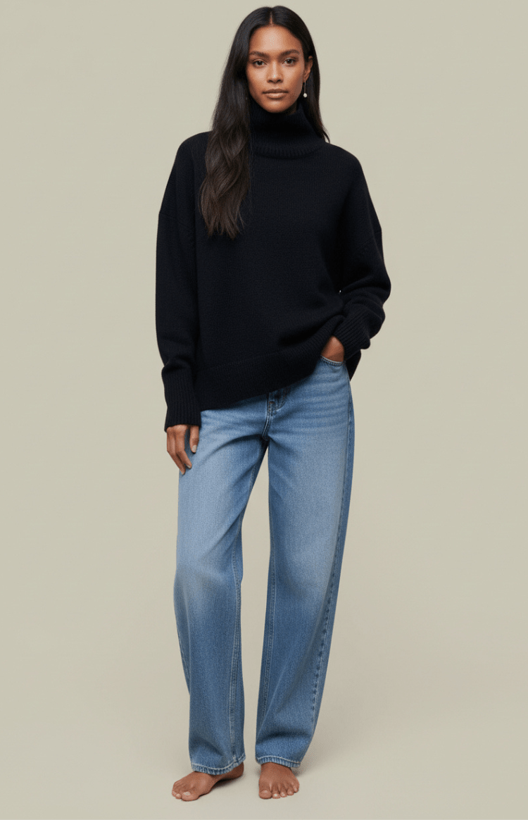 TUFTINA – Soft Oversized Turtleneck Knit Sweater for Effortless Winter Style