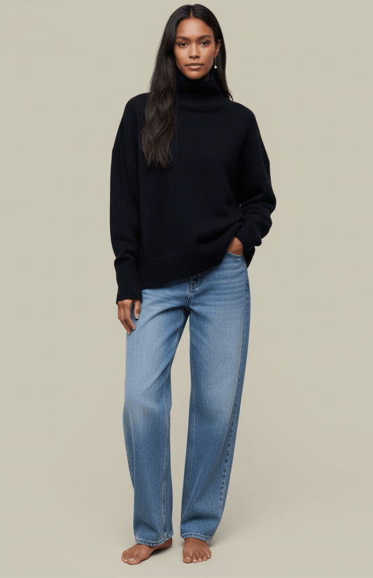 TUFTINA – Soft Oversized Turtleneck Knit Sweater for Effortless Winter Style