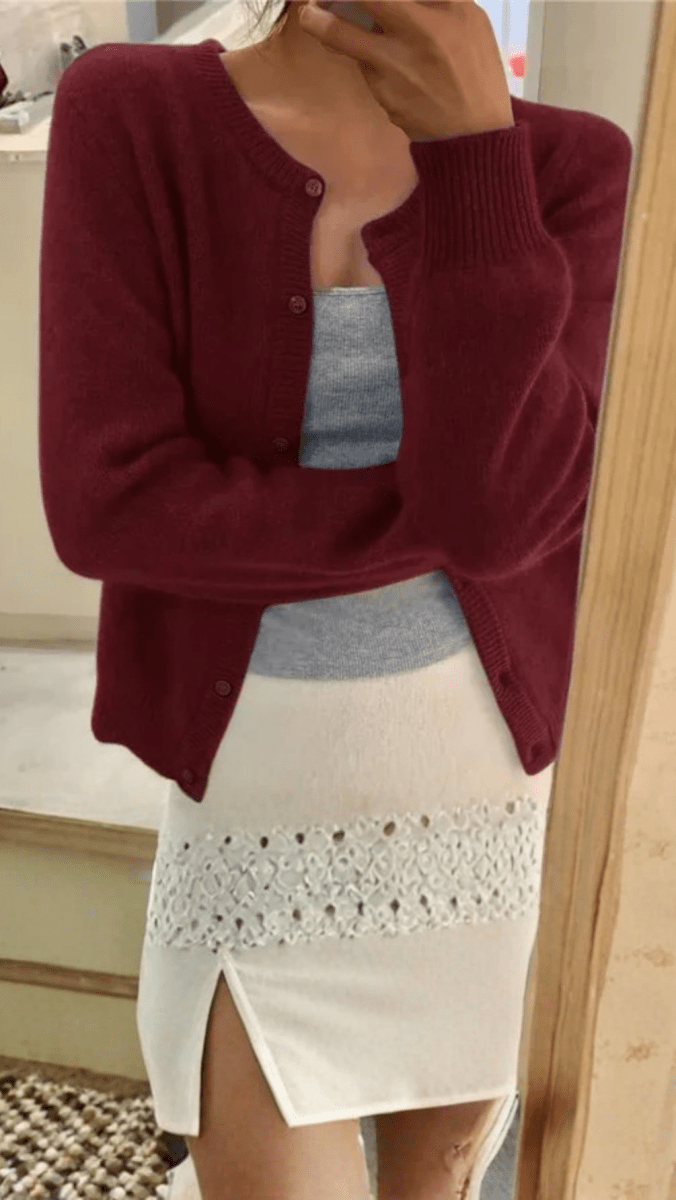 ELARA - Classic Ribbed Button Cardigan