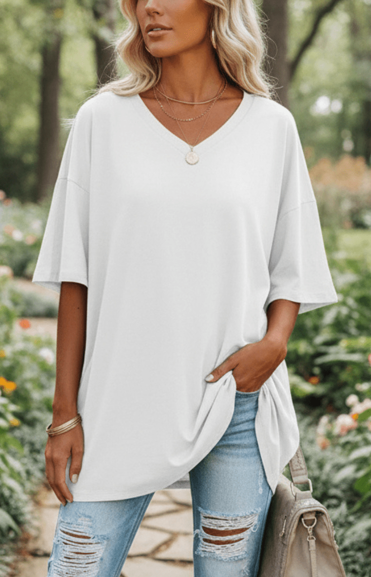 ALVESSA – Elegant Casual V-Neck T-Shirt, Soft & Breathable Fabric