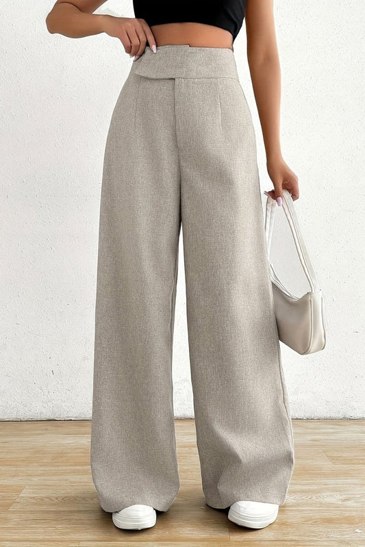 KAZMIRA – Elegant Asymmetrical Waist Wide-Leg Pants