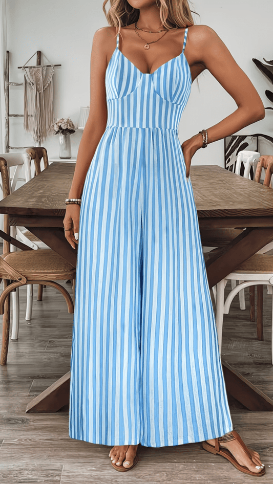 MARISSA - Striped Wide Leg Jumpsuit