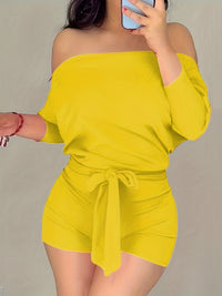 Ainslie – Solid Color Casual Jumpsuit Shorts with Batwing Grace