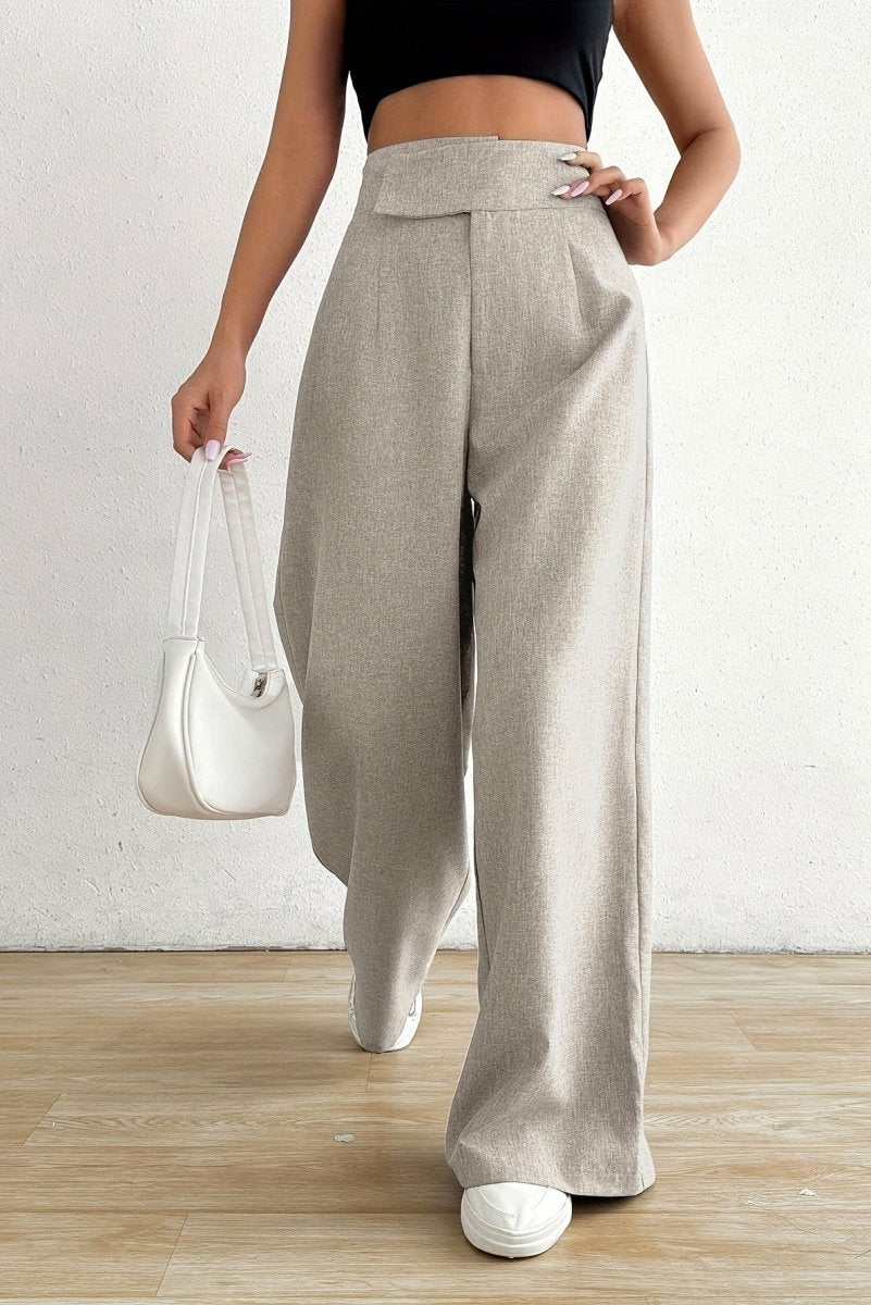 KAZMIRA – Elegant Asymmetrical Waist Wide-Leg Pants