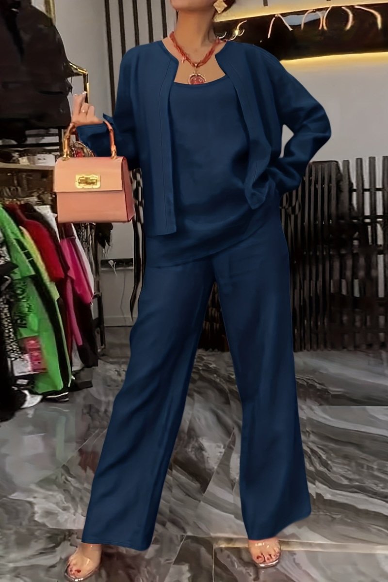 DELANCEY – Women’s Minimal Linen Solid Color Ensemble Set