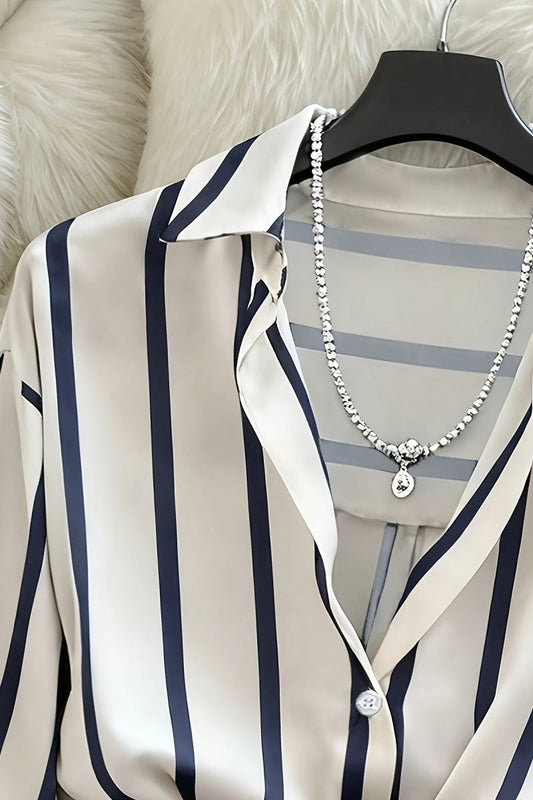 BLAKELY – Spring Stripe Shirt & Pleated Skirt Duo