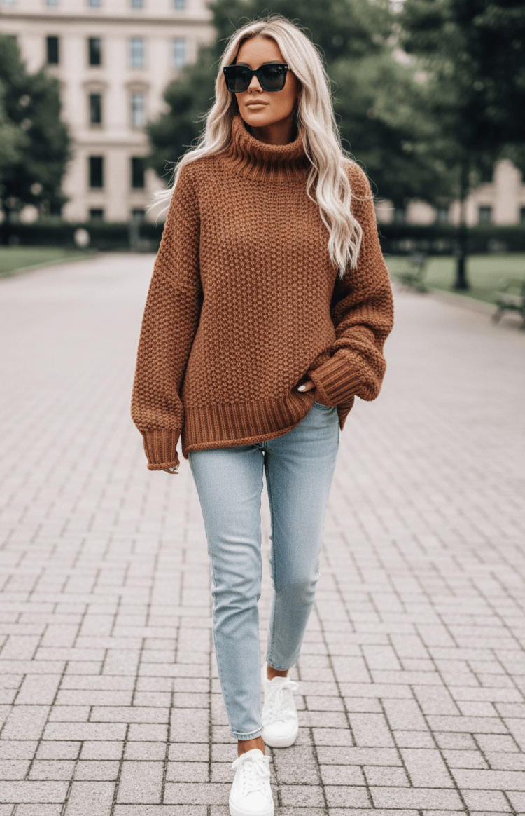 WARMÉE – Cozy Oversized Chunky Knit Turtleneck Sweater for Relaxed Winter Style