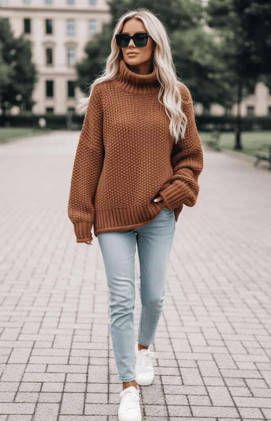 WARMÉE – Cozy Oversized Chunky Knit Turtleneck Sweater for Relaxed Winter Style