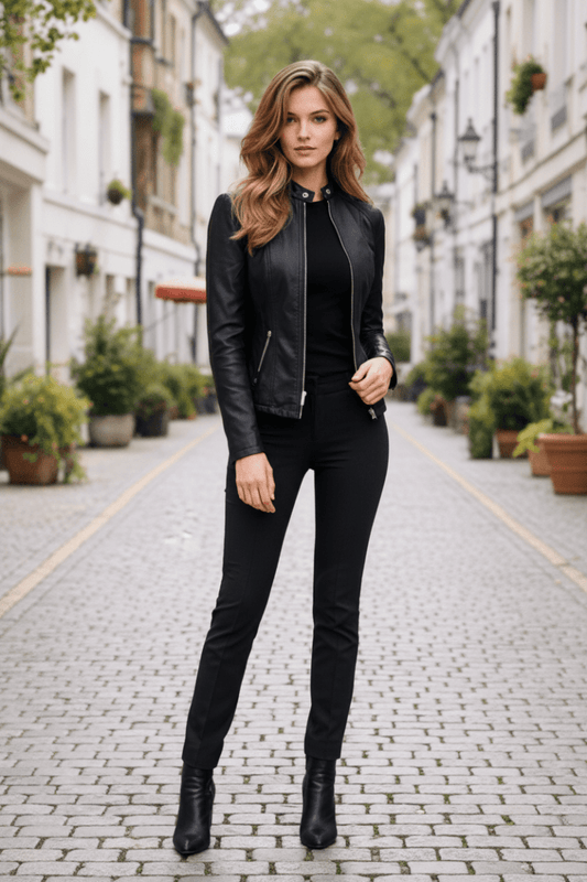 MARÉA – Elegant Zippered Biker Jacket for Timeless Modern Style