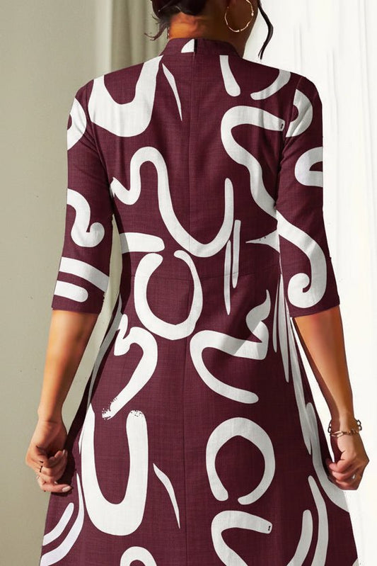 Alanna - Women's Dress with 3/4 Sleeves and Trendy Print for Casual or Dressy Looks 5