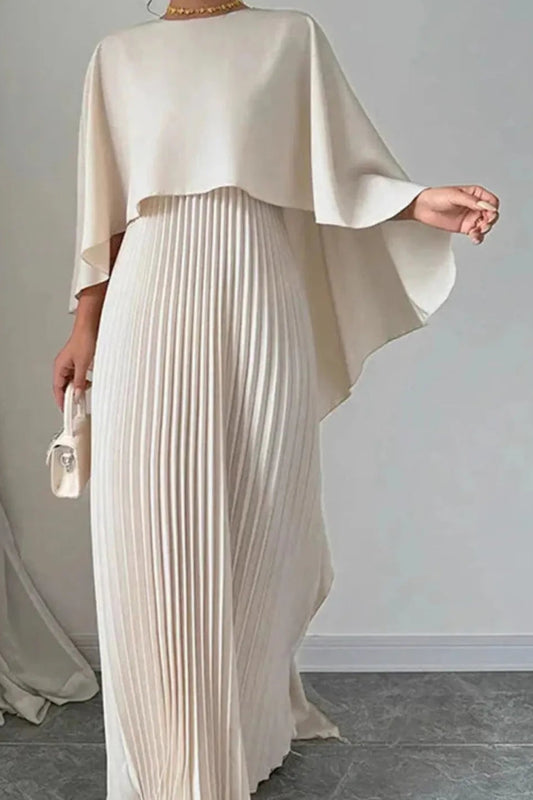 Amelia Women's Pleated Cape Overlay Maxi Dress for Formal Occasions 0