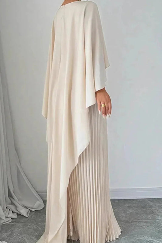 Amelia Women's Pleated Cape Overlay Maxi Dress for Formal Occasions 1