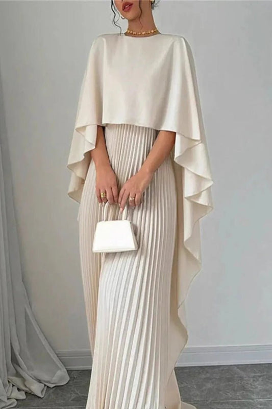 Amelia Women's Pleated Cape Overlay Maxi Dress for Formal Occasions 2