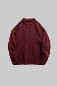 Arbury Oversized Cable Knit Sweater with Textured Design and Ribbed Neckline 0