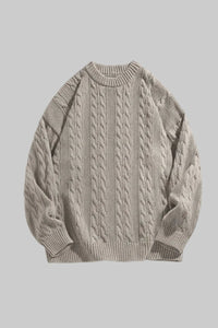 Arbury Oversized Cable Knit Sweater with Textured Design and Ribbed Neckline 1