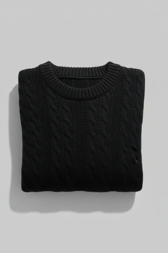 Arbury Oversized Cable Knit Sweater with Textured Design and Ribbed Neckline 4