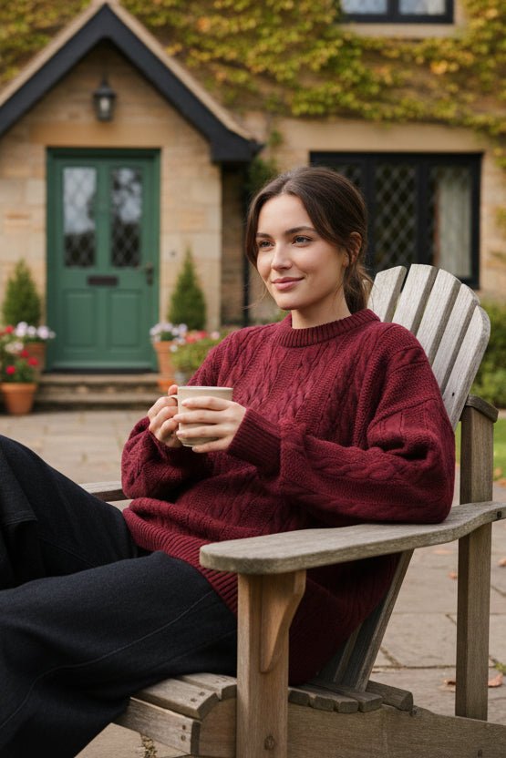 Arbury Oversized Cable Knit Sweater with Textured Design and Ribbed Neckline 6