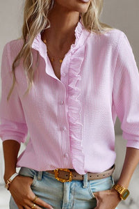 Ariana Women's Ruffle Blouse - Soft Button Front Top for Work & Casual Wear 0