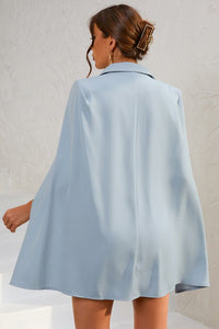 Ariella - Cape Blazer Mini Dress with Belt & Gold Button Detail