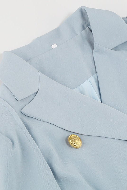 Ariella - Cape Blazer Mini Dress with Belt & Gold Button Detail