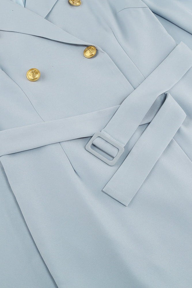 Ariella - Cape Blazer Mini Dress with Belt & Gold Button Detail