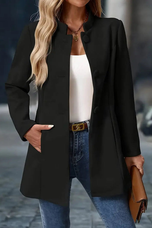 Ashley Women's Long Button-Up Coat with Functional Pockets for Autumn Style 6