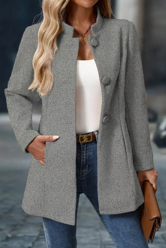 Ashley Women's Long Button-Up Coat with Functional Pockets for Autumn Style 9