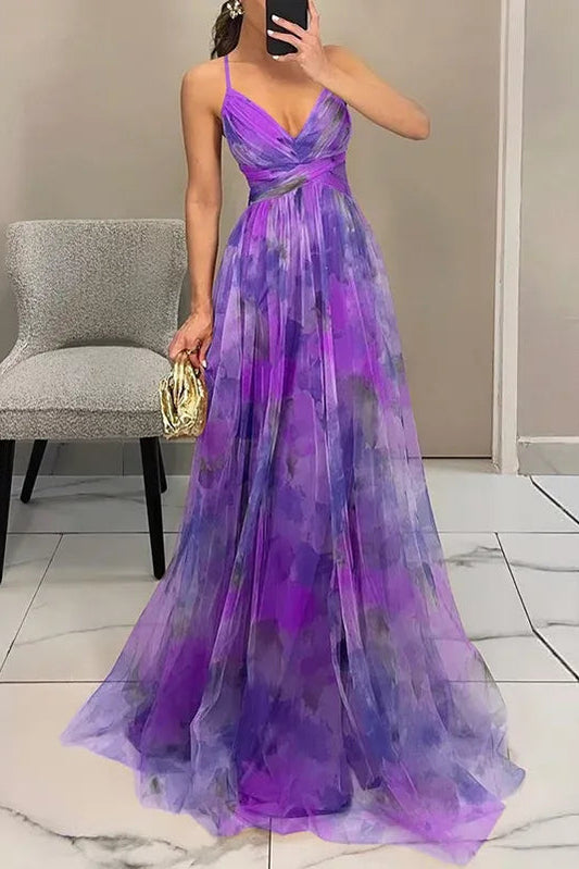 Bella Women's Maxi Dress - Flowing Floral Summer Dress with Adjustable Closure 4