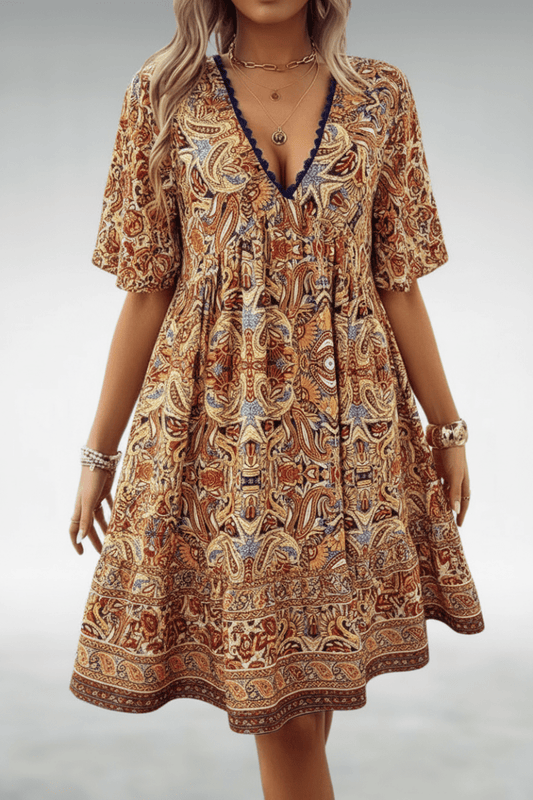 Boho Paisley Mini Dress - Women's Summer Dress for Effortless Style 1