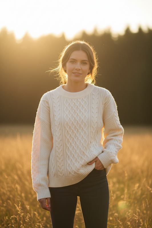 Carmen Women's Textured Knit Sweater - Classic Crewneck for Spring Style 0