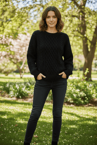 NORDLYN – Casual Women’s Textured Knit Crewneck Sweater