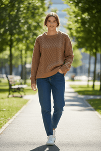 NORDLYN – Casual Women’s Textured Knit Crewneck Sweater