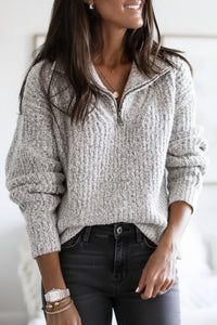 Caroline Women's Zip-Up Ribbed Sweater - Cozy, Soft, Breathable Fabric 0