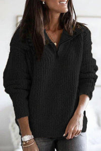 Caroline Women's Zip-Up Ribbed Sweater - Cozy, Soft, Breathable Fabric 1