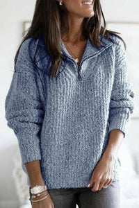 Caroline Women's Zip-Up Ribbed Sweater - Cozy, Soft, Breathable Fabric 2