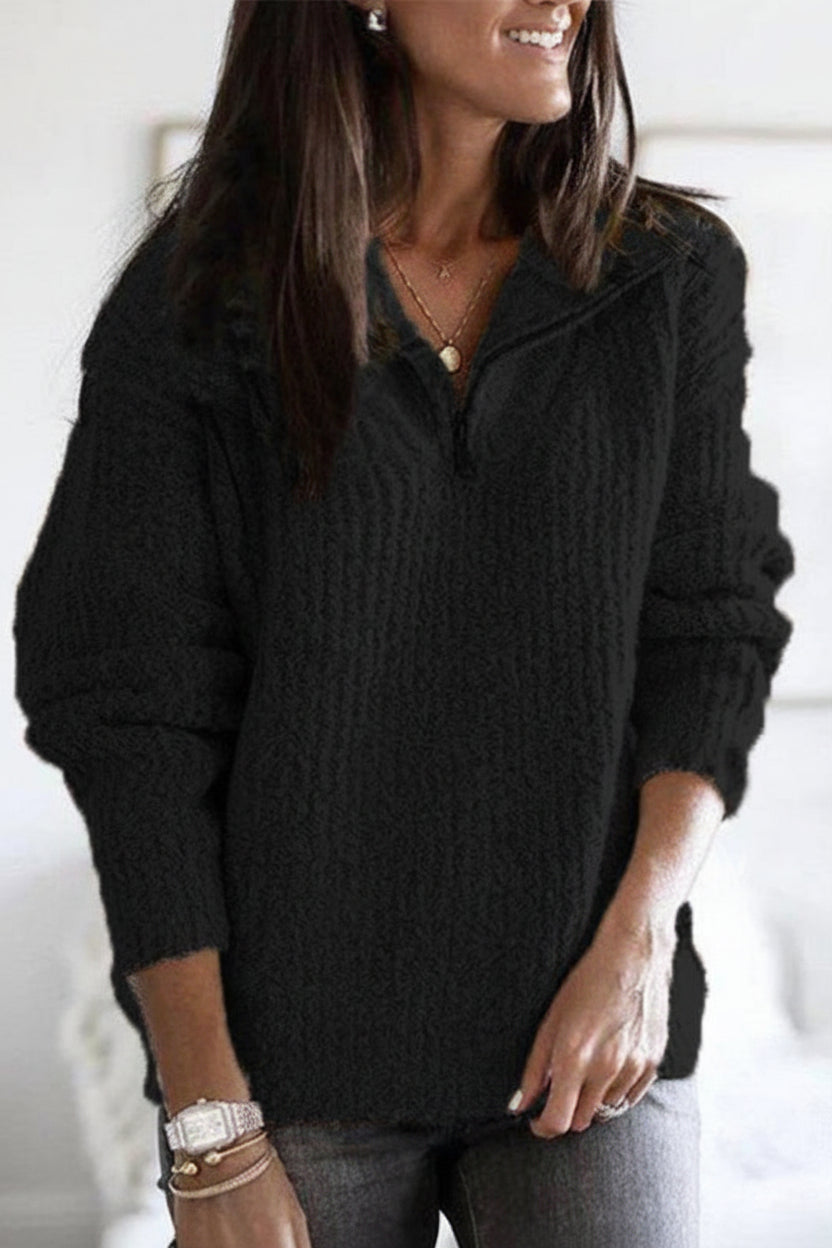 Caroline Women's Zip-Up Ribbed Sweater - Cozy, Soft, Breathable Fabric 3