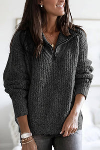 Caroline Women's Zip-Up Ribbed Sweater - Cozy, Soft, Breathable Fabric 4