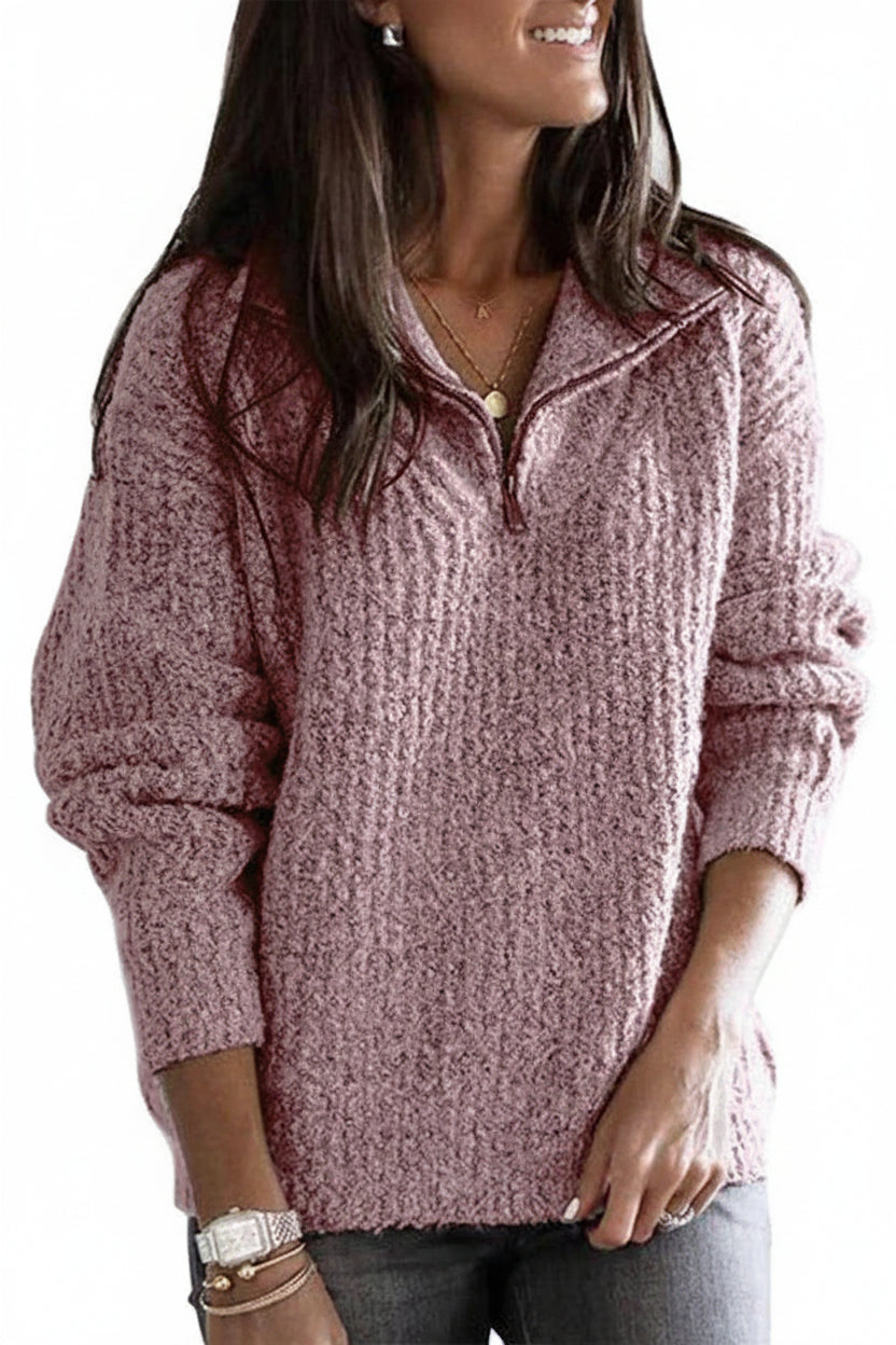 Caroline Women's Zip-Up Ribbed Sweater - Cozy, Soft, Breathable Fabric 5