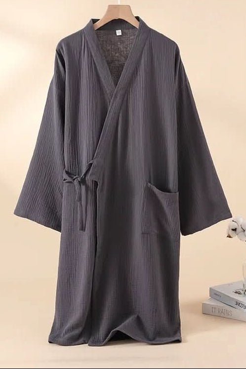 CasaWeave Cotton Kimono | 100% Cotton Unisex Bathrobe | Breathable & Lightweight | Elegant Home Spa Loungewear 5