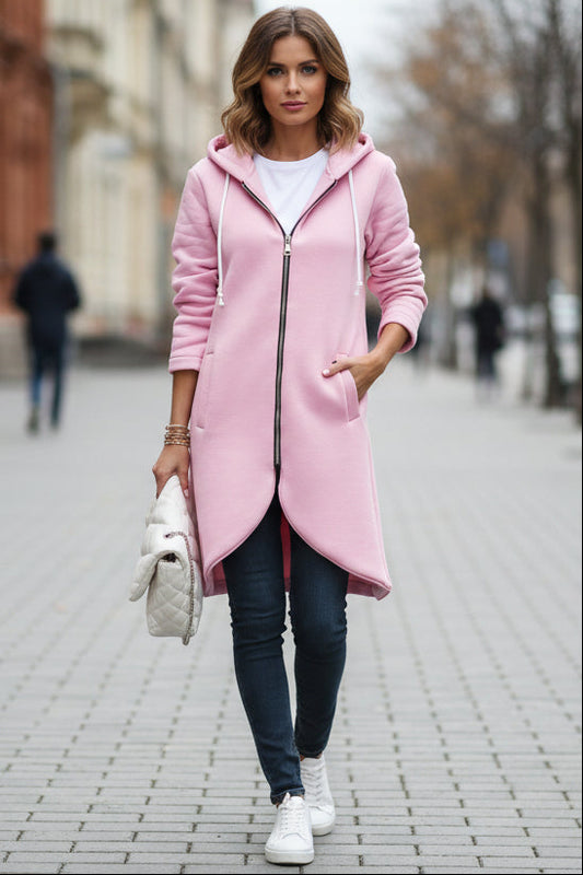 Casual Long Zip Hoodie for Women - Comfortable Autumn Sweatshirt 0