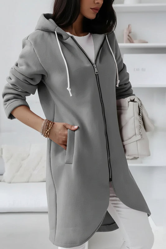 Casual Long Zip Hoodie for Women - Comfortable Autumn Sweatshirt 1