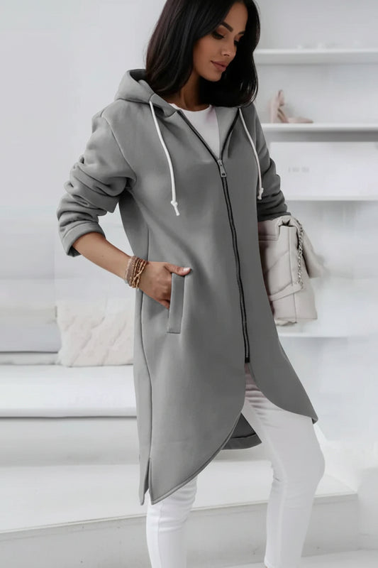 EASEZIP – Long Zip Hoodie for Women with Relaxed Casual Comfort